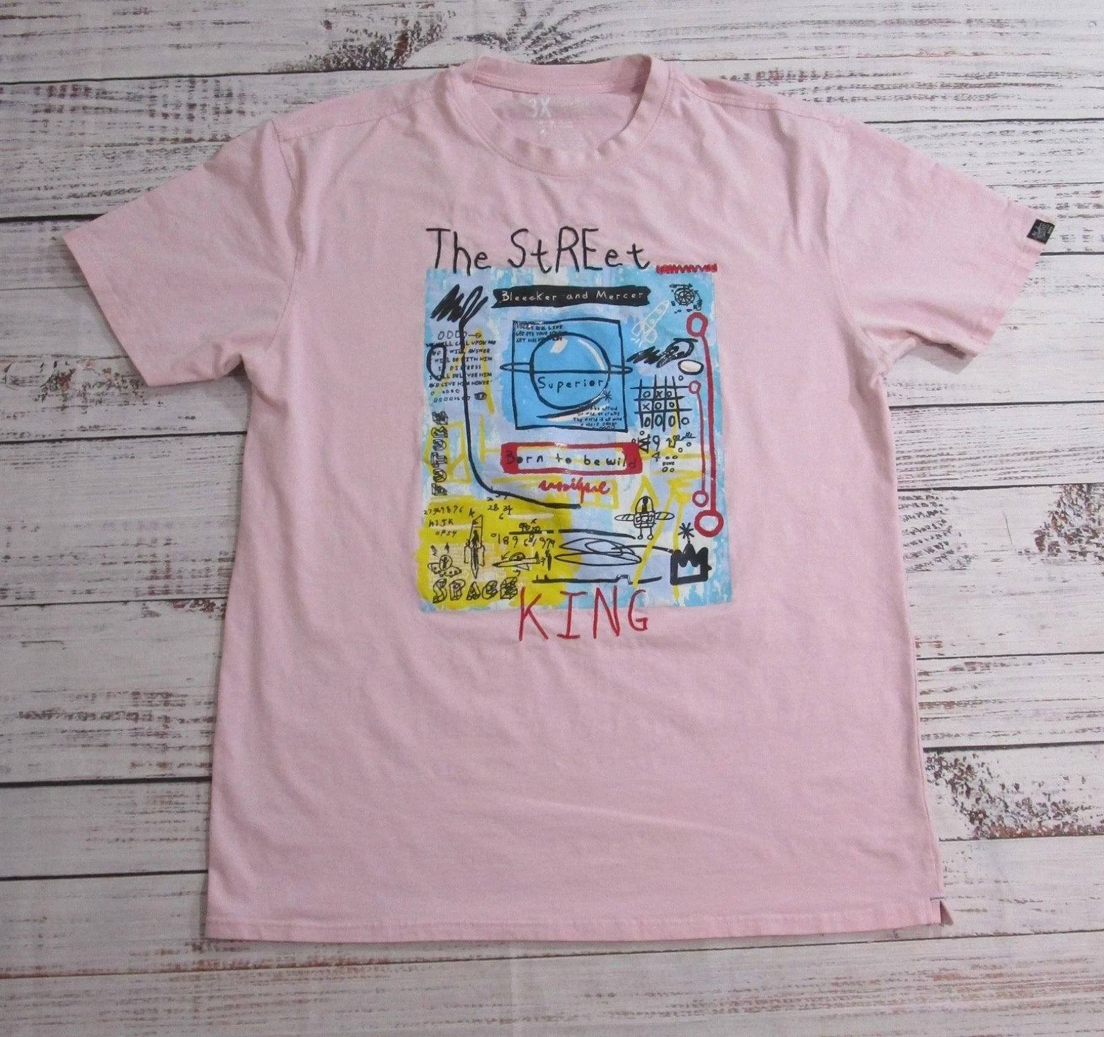 Bleecker & Mercer Pink Graphic The Street King Urban Short Sleeve T-Shirt 3XL