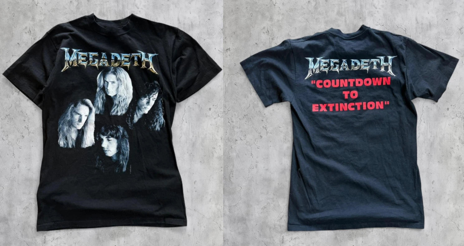 Vintage Men's T-shirt - Black Vintage 1992 Megadeth Countdown to Extinction