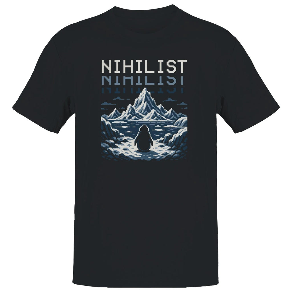 Nihilist Pixel Art Penguin Men's T-shirt