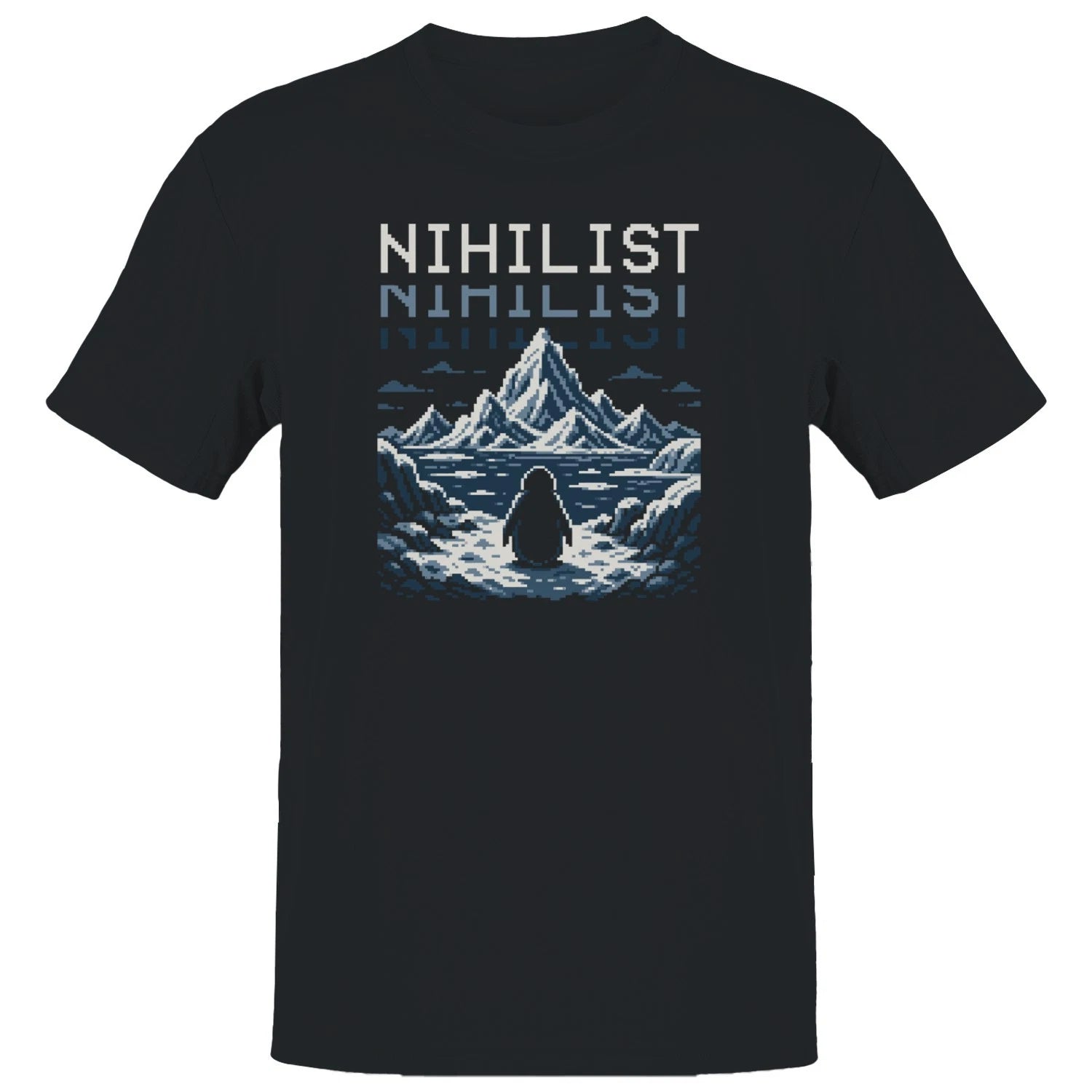 Nihilist Pixel Art Penguin Men's T-shirt