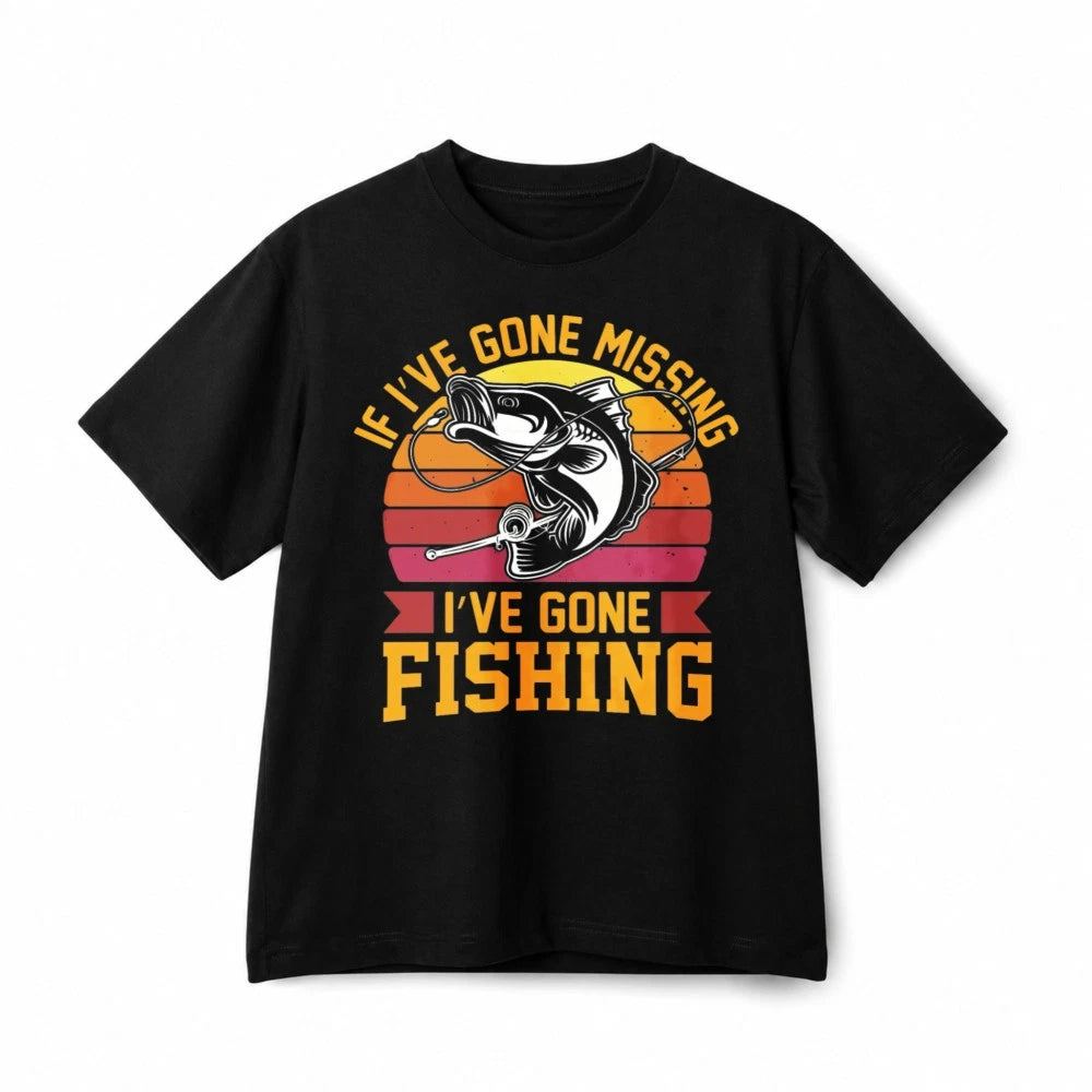 If I've Gone Missing I've Gone Fishing Vintage Bass Fishing Cotton Unisex Tee