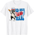 Red White And Feral Funny Raccoon 4th of July Saying Meme T-Shirt
