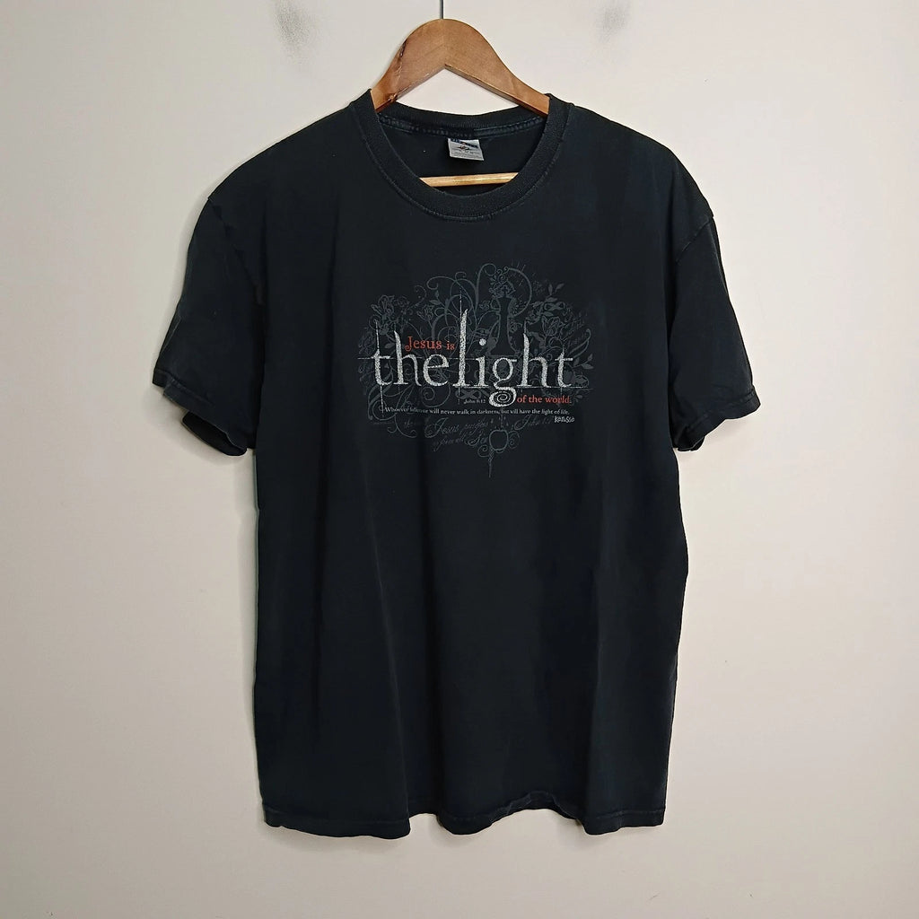 Vintage Jesus Is The Light Twilight Parody Shirt Mens Extra Large Black 2009