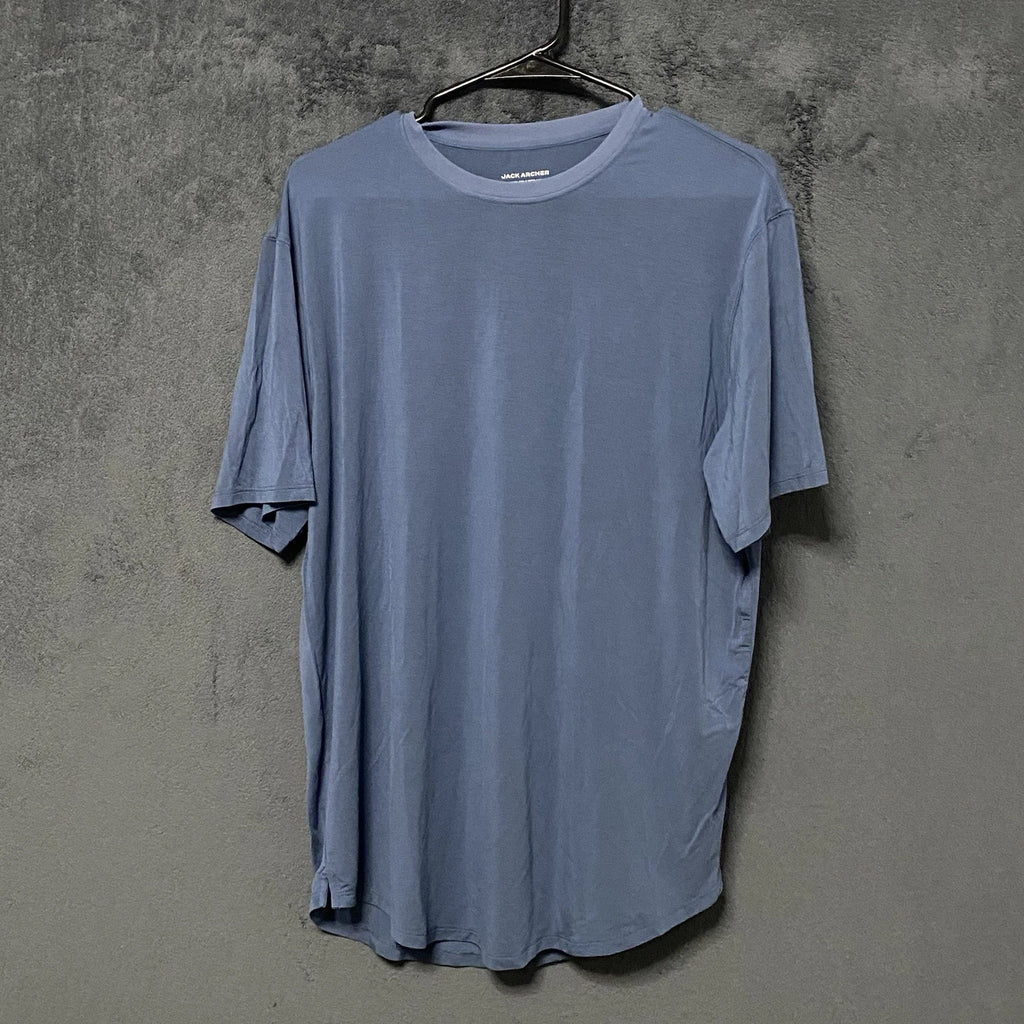 Jack Archer Anytime Tee Shirt Mens L Blue Short Sleeve Crew Neck Curved Hem Top