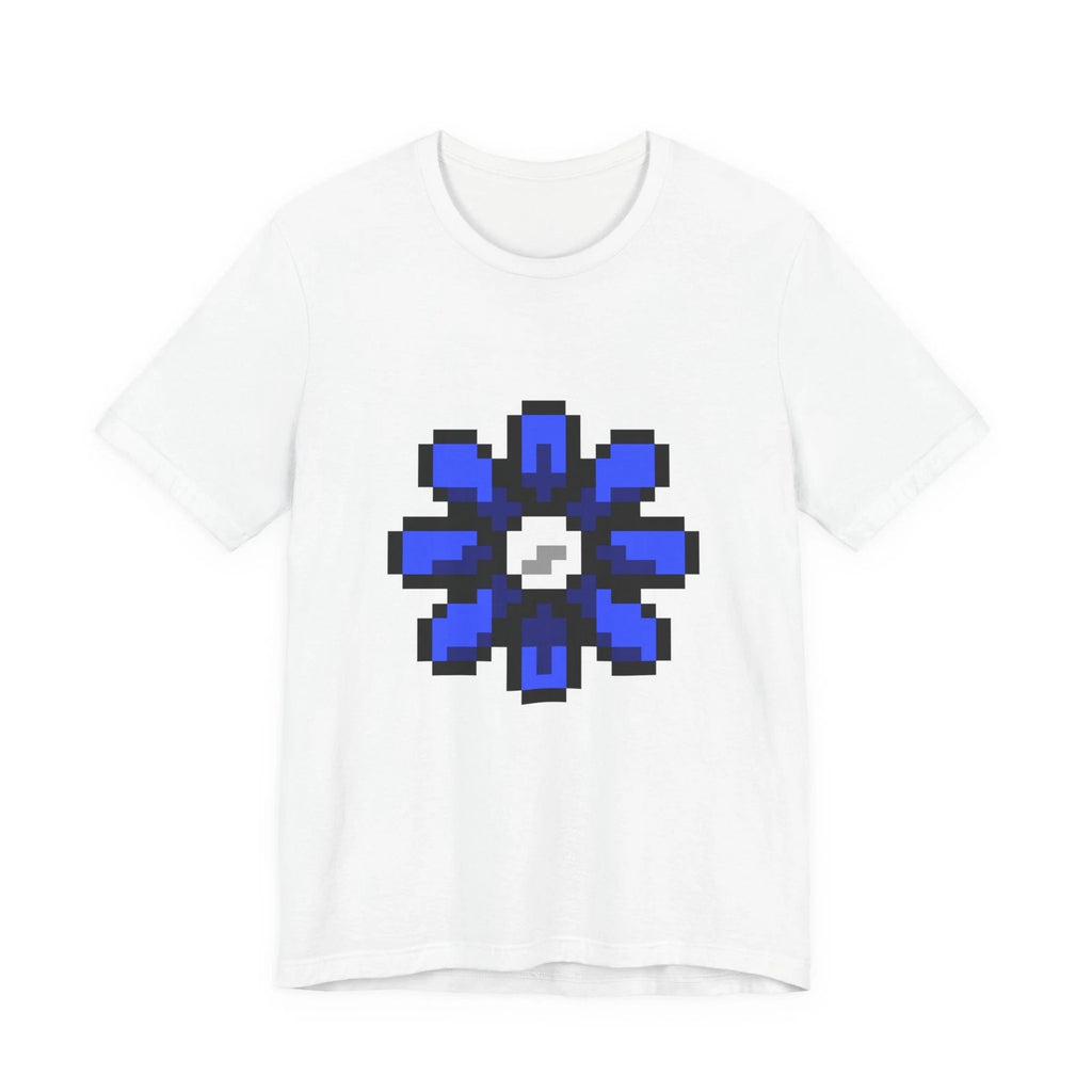 Unisex Jersey Short Sleeve Tee Cute 8-Bit Retro Pixel Art Blue Flower Shirt