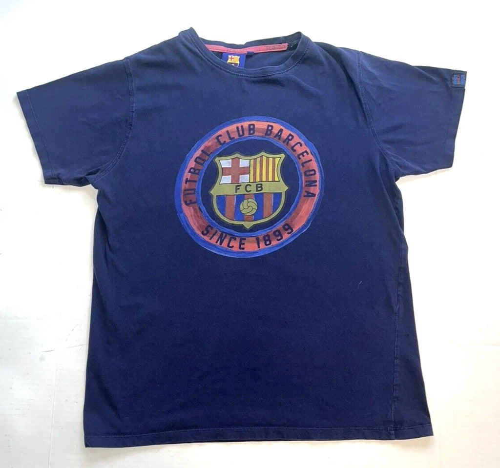 FCB Football Club Barcelona T-Shirt Blue Soccer Graphic Tee Sz M Great Condition
