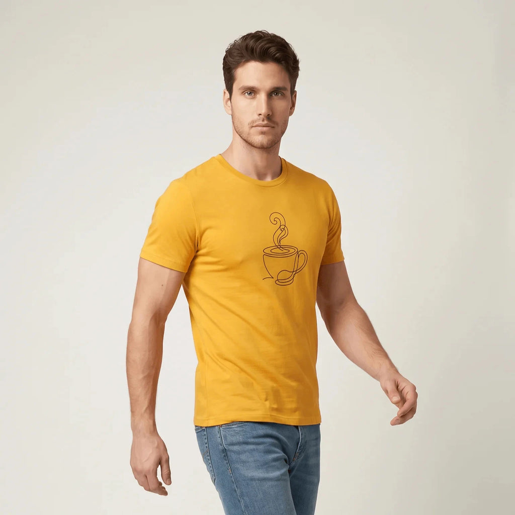 Coffee Lover T-Shirt Morning Ritual Minimalist Line Art Graphic Tee MOEBEER