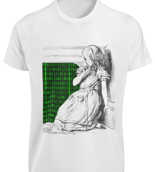 Alice in Wonderland Down the Matrix Rabbit Hole T-SHIRT Encrypted Graphic TEE