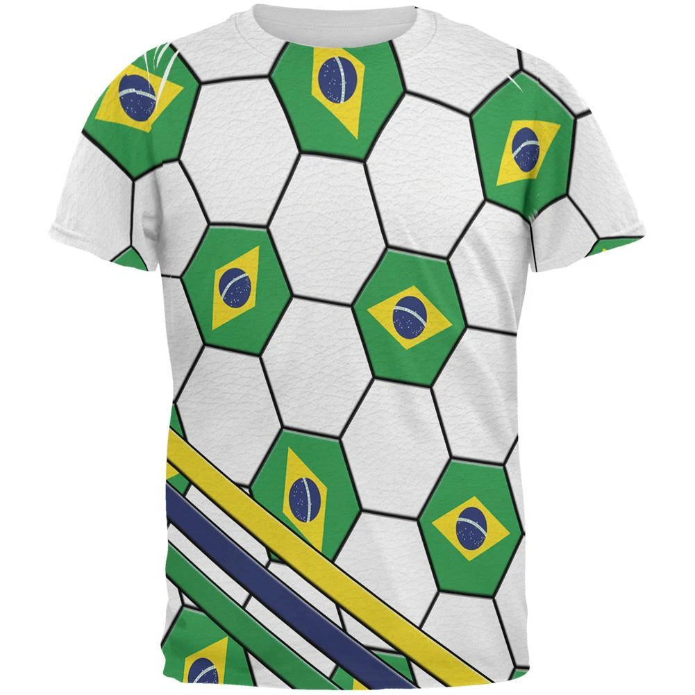 World Cup Brazil Soccer Ball All Over Mens T Shirt
