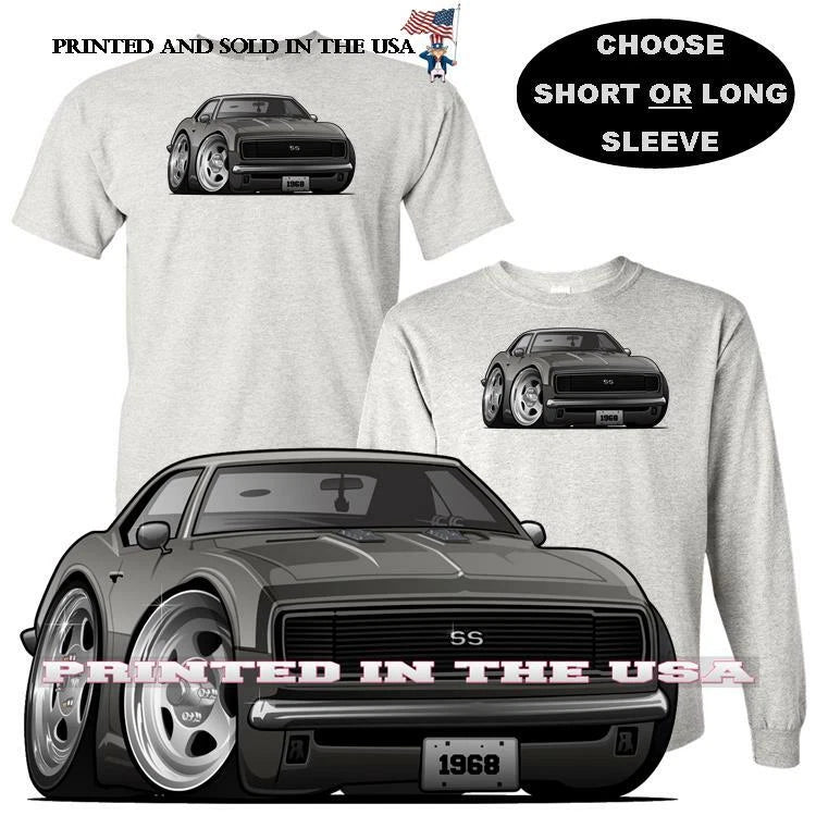 Chevrolet Chevy Camaro Vintage 1968 Muscle Digirods / Koolart Car Gray T Shirt