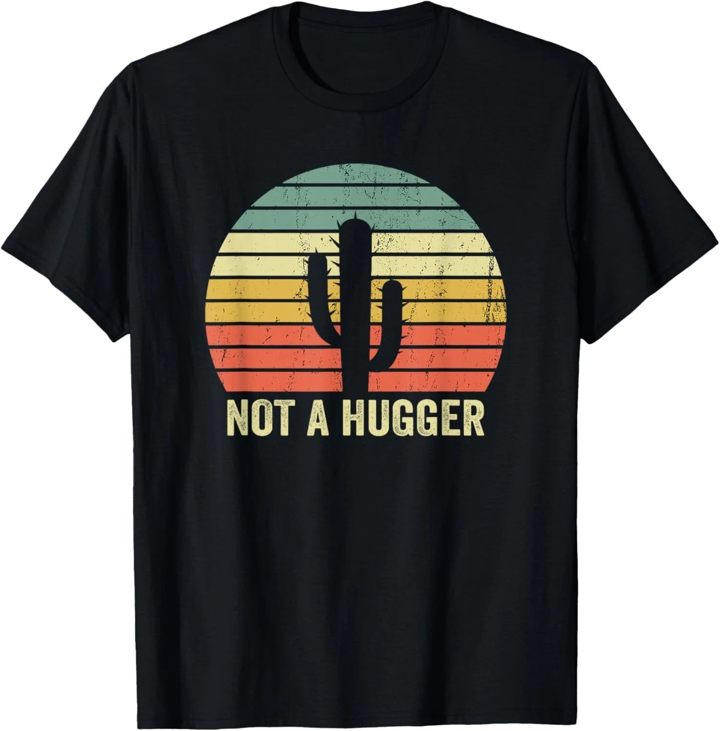 Not A Hugger Funny Introvert Cactus Sarcastic Vintage Gift T-Shirt