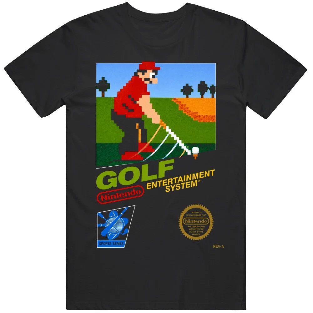 Retro pixel golf game box art Video Game Fan T Shirt