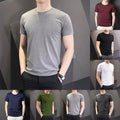 Round Neck Short Sleeve Slim Fit Men T-Shirt in Solid Colors for All Seasons