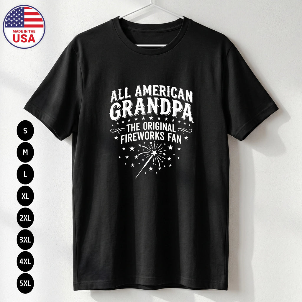 All American Grandpa T Shirt 4th of July Patriotic Gift S-5XL