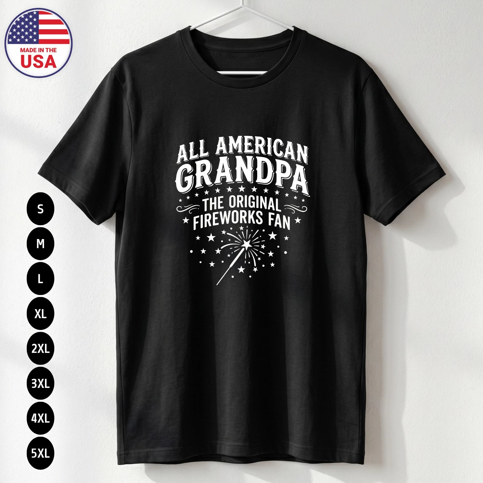 All American Grandpa T Shirt 4th of July Patriotic Gift S-5XL