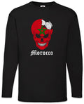 Morocco Football Skull I Men's Long Sleeve T-Shirt Moroccan Soccer Flag World