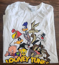 Looney Tunes T-shirt White Large New Taz Tweety Bugs Bunny Road Runner Adult