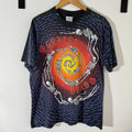 Vintage 1992 Grateful Dead Spiraling Skeletons All Over Print T-Shirt XL Swirl