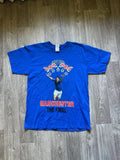Vintage 2008 Manchester The Final Bootleg Soccer Tee Euro Misprint Gildan Blue L