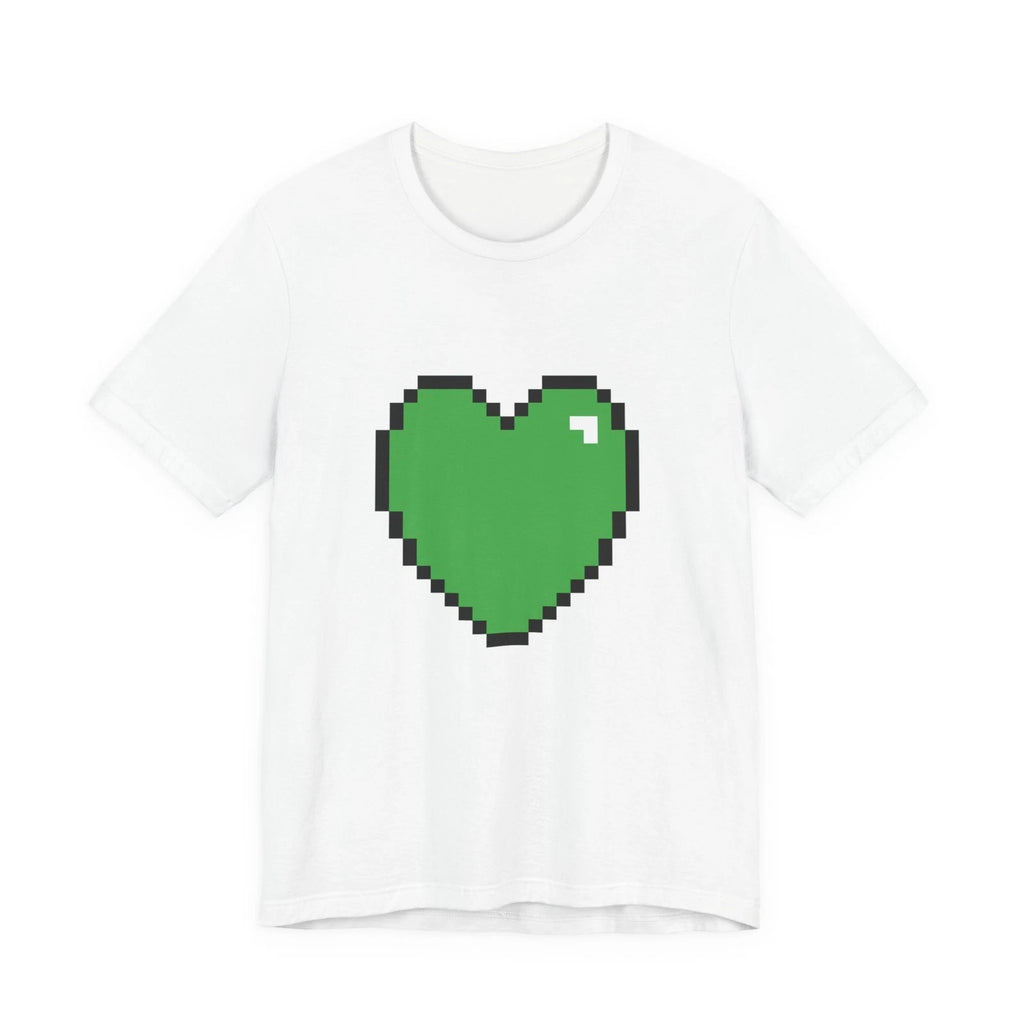 Unisex Jersey Short Sleeve Tee Cute Retro 8-Bit Pixel Art Gamer Green Heart