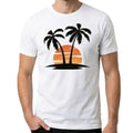 Retro Sunset Palm Tree Graphic T-Shirt - Men’s Aesthetic Summer Beach Surf Tee
