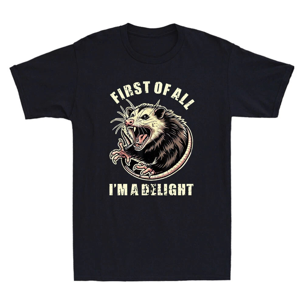 First Of All I'm A Delight Sarcastic Possum Angry Opossum Vintage Men's T-Shirt
