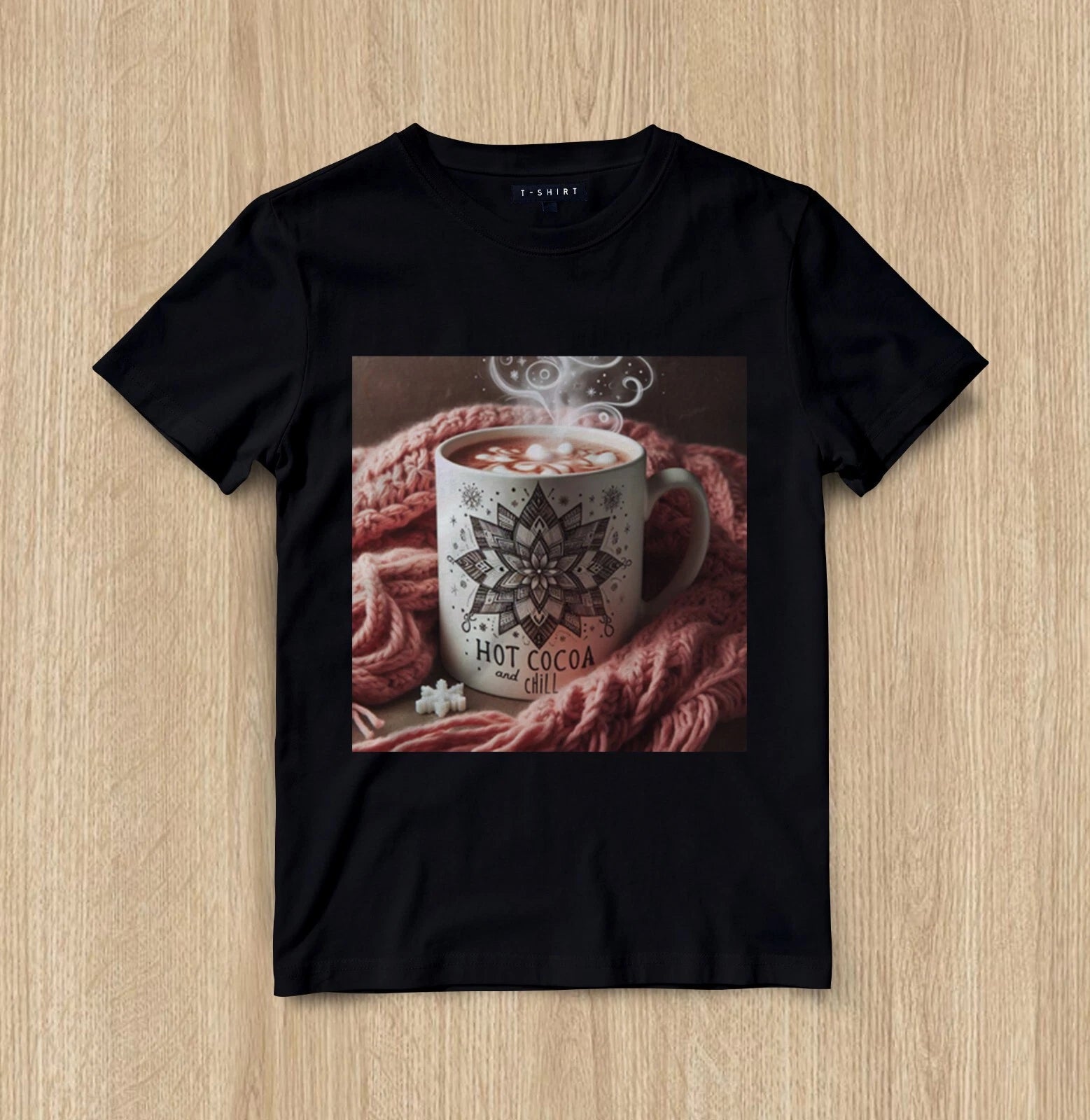 Custom Cozy Winter Vibes Graphic T-shirt Design Unisex Jersey Short Sleeve Tee