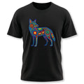 Huichol Coyote T-Shirt | Vibrant Mexican Folk Art Animal Graphic Tee Shirt