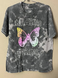 CHEMISTRY Pink Butterfly T-Shirt Adult Size Medium LG Black Tie Dye Aesthetic