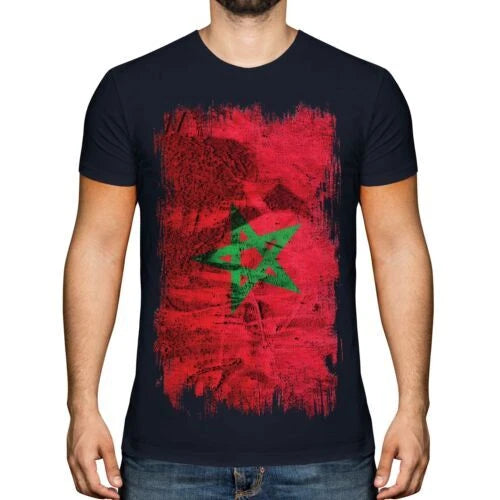 MOROCCO GRUNGE FLAG MENS T-SHIRT TEE TOP AMERRUK AL-MA?RÉB ELME?RIB MOROCCAN