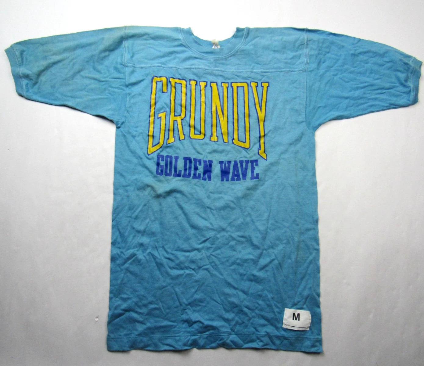 Vtg 80s Grundy Golden Wave Virginia HS Jersey Style T-Shirt Sz M 50/50 USA Made