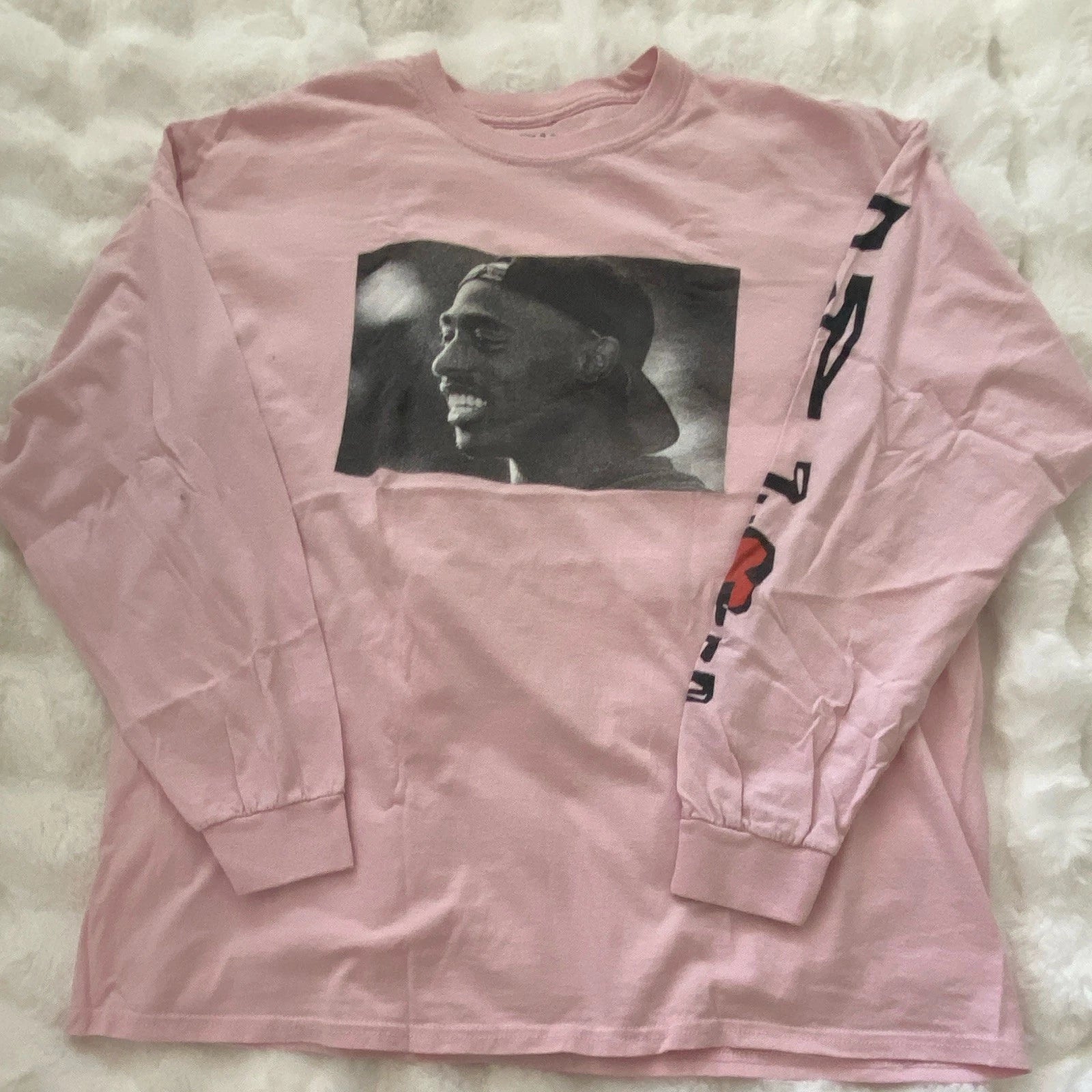 Y2K  Poetic Justice Pink Cotton Graphic Crew Neck Long Sleeve Unisex T-shirt XL