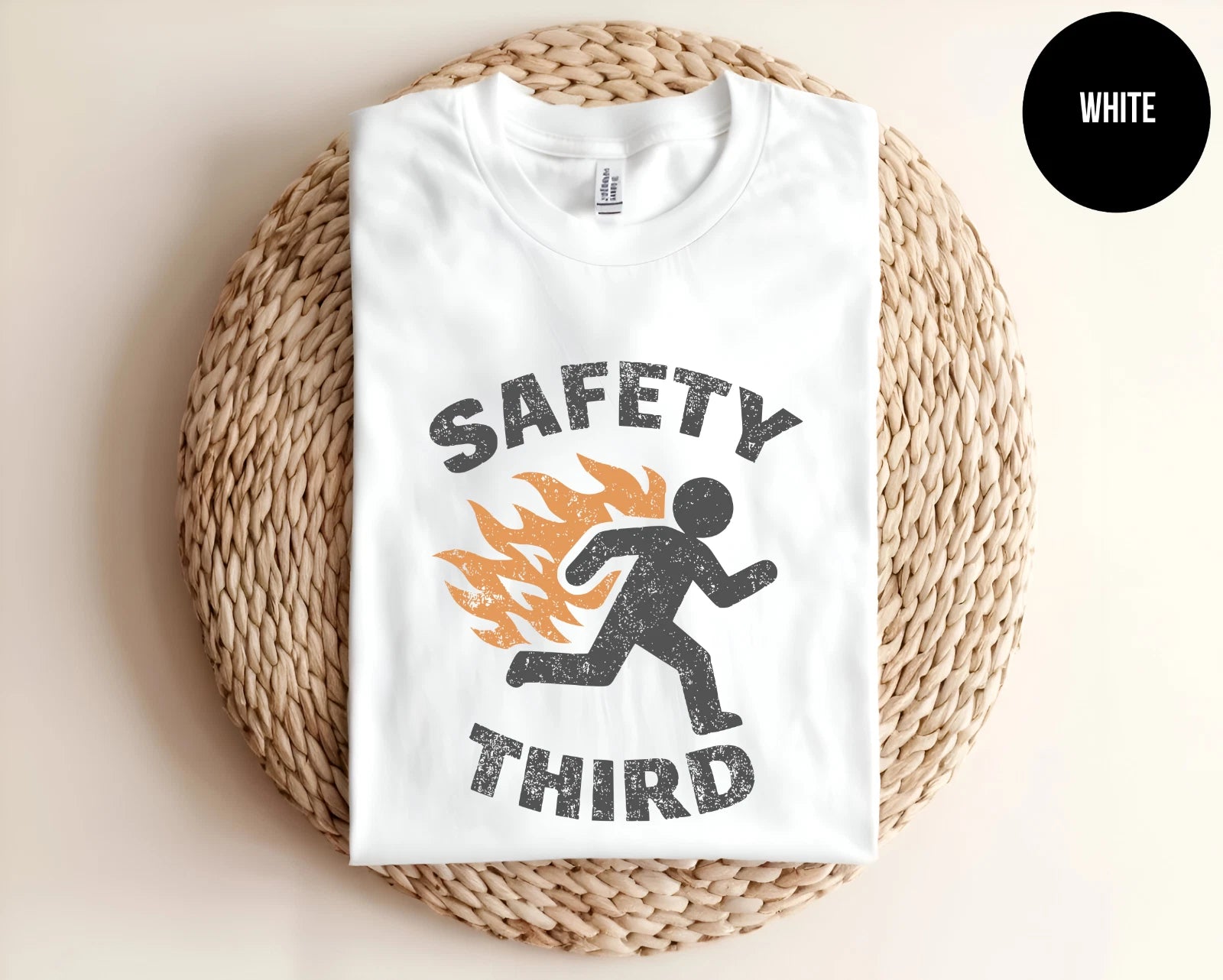 Safety Third Funny Vintage Graphic T-Shirt Sarcastic Humor Work Shirt Tee