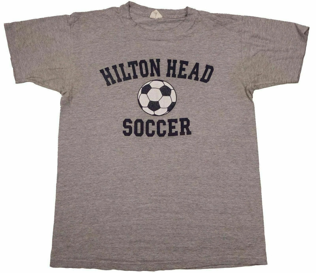 HILTON HEAD SOCCER vintage t shirt rayon ball South Carolina heather gray Large
