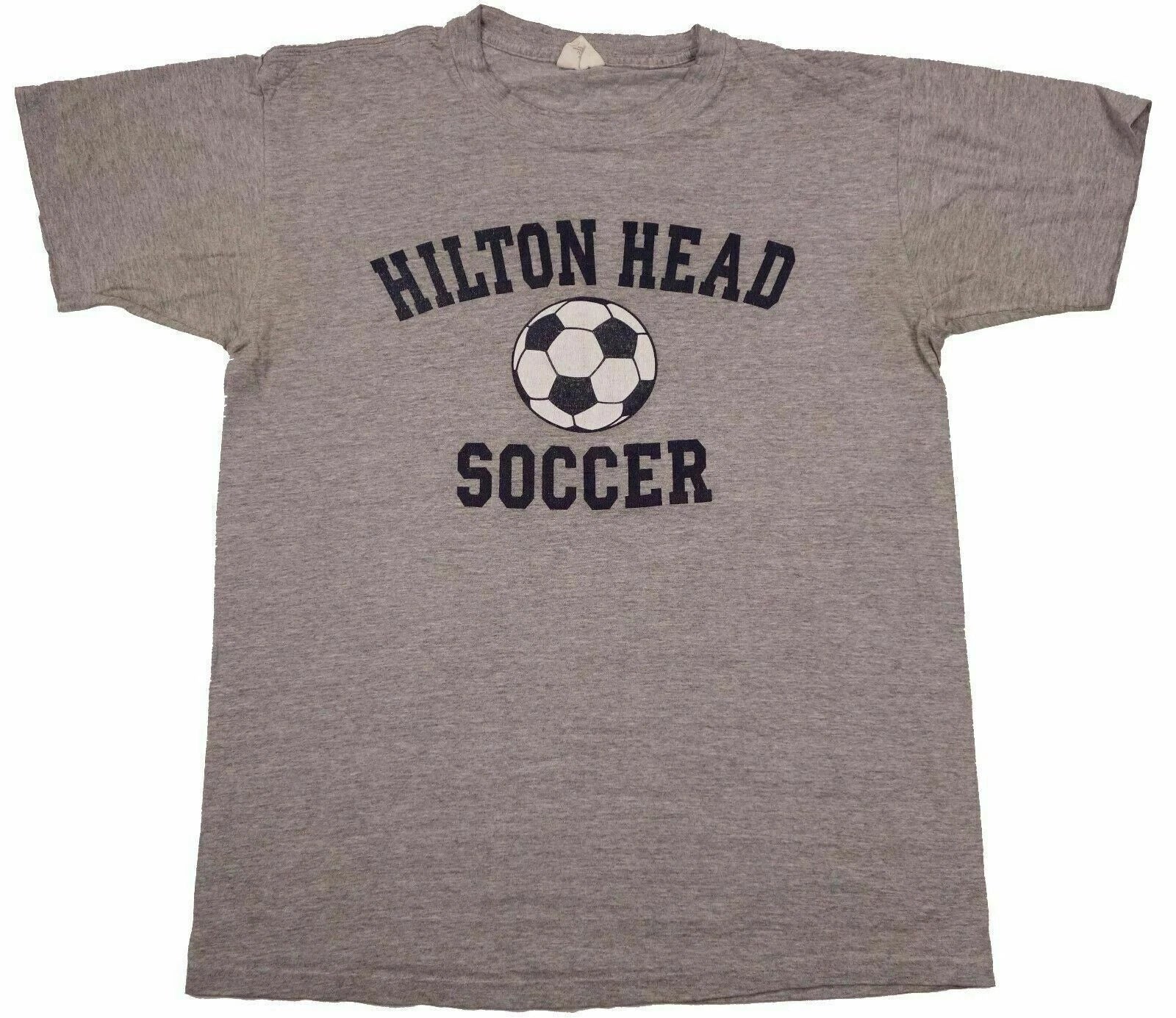 HILTON HEAD SOCCER vintage t shirt rayon ball South Carolina heather gray Large
