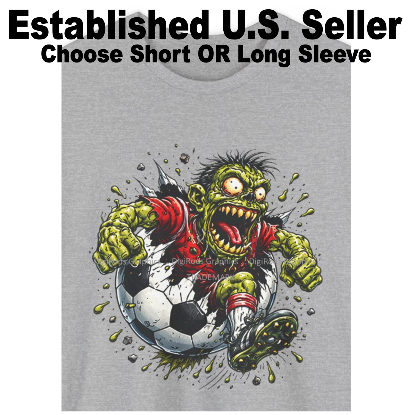 Soccer Zombie Team Player Ball Blast DigiRods Funny Cartoon T Shirt