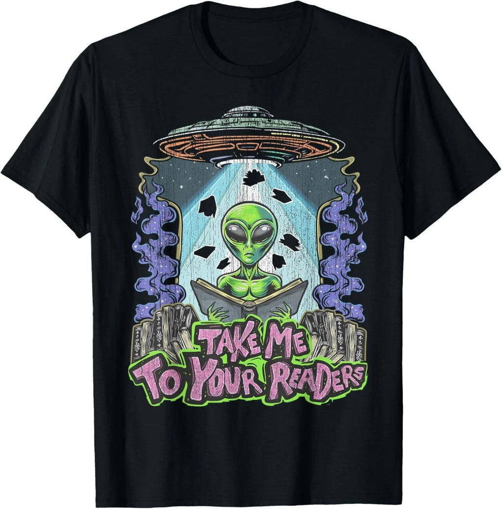 Vintage Retro Take Me to Your Readers Alien Graphic Tee T-Shirt
