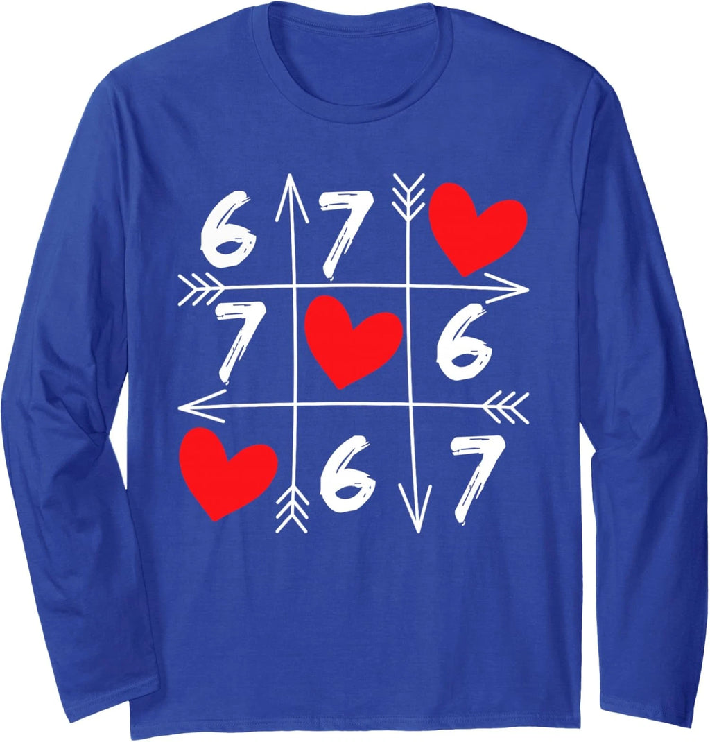 Six Seven 67 Funny Meme Valentines Day Heart  Long Sleeve T-Shirt