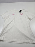 Adidas Messi 10 Shirt Mens Large White Pink Graphic Soccer Tee JF4289 Football
