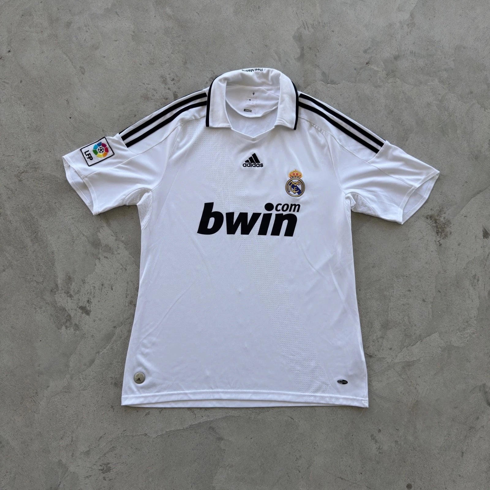 Vintage Adidas Real Madrid Home Jersey 2008 2009 Bwin Soccer Shirt White Size L