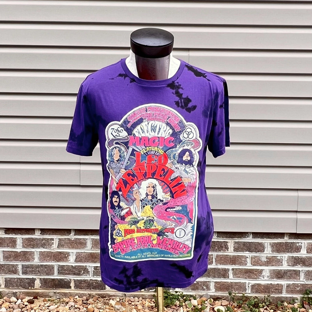 Led Zeppelin Electric Magic Concert T Shirt Purple Band Tee Tie Dye Medium