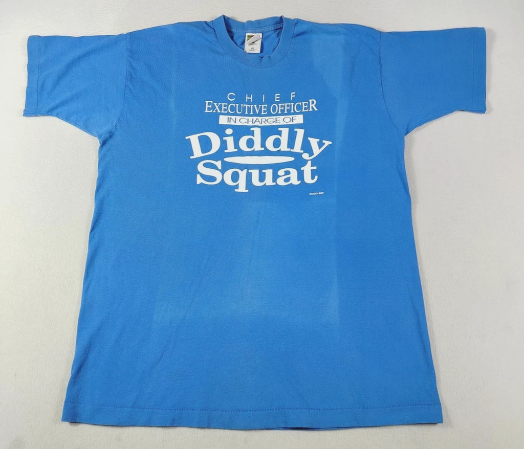 Vintage Fruit Of The Loom Diddly Squat Shirt Mens XL Blue CEO Humor Graphic