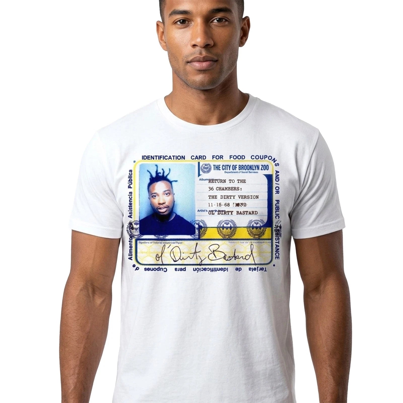 Ol' Dirty Bastard T-Shirt ID Return to 36 Chambers Brooklyn Zoo Hip Hop Rap Tee