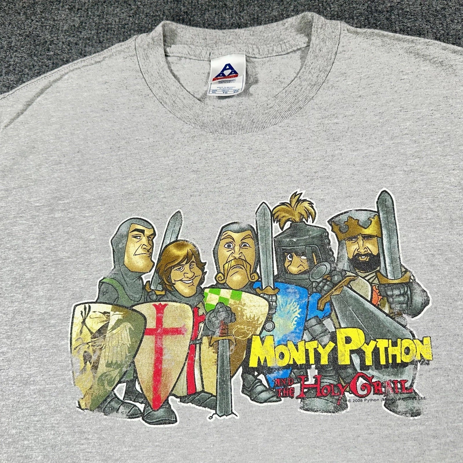 Alstyle Monty Python and The Holy Grail Shirt Mens XL Gray Graphic Promo Tee Y2K