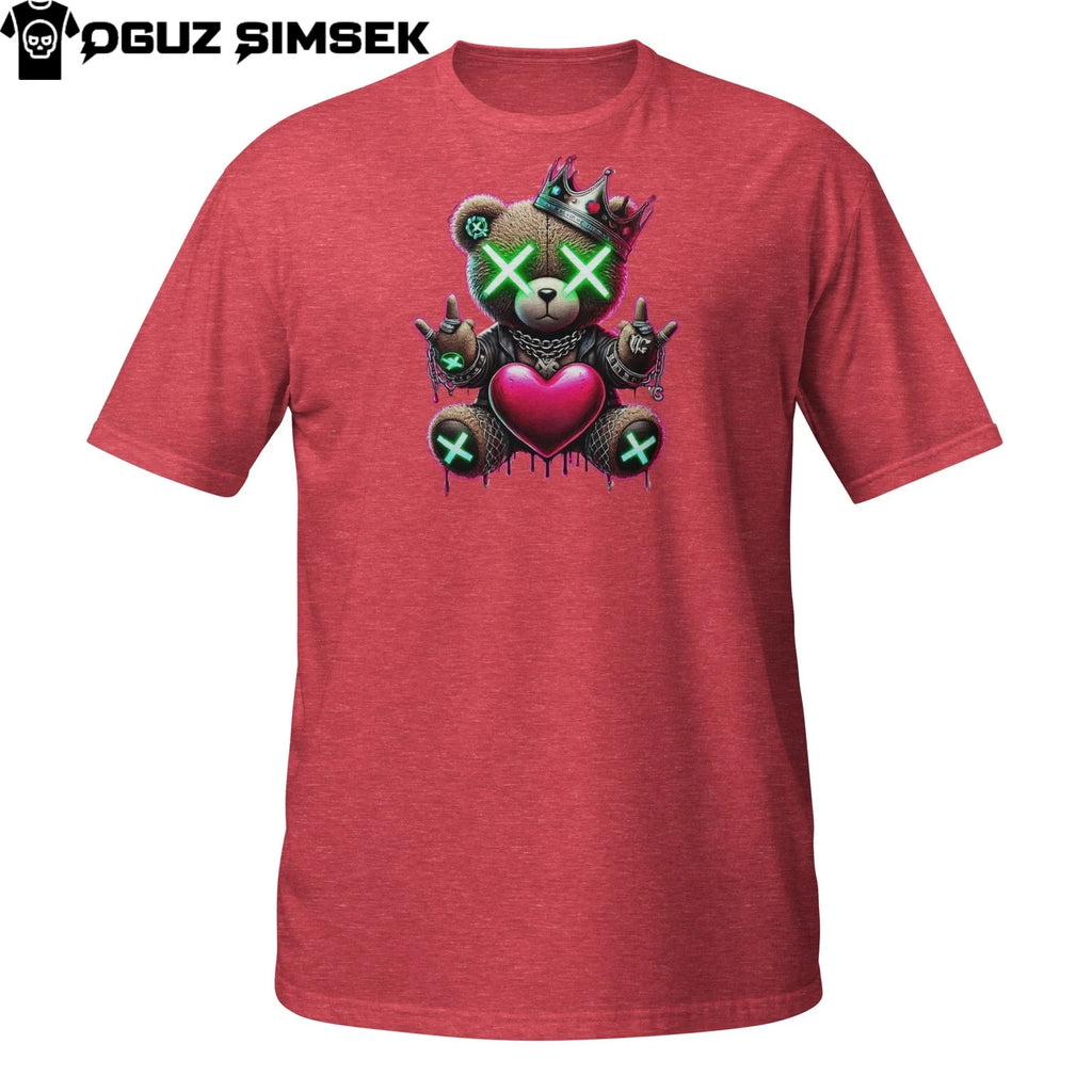 Gangster Love Teddy Shirt – Neon Streetwear Heart Bear Graphic Tee