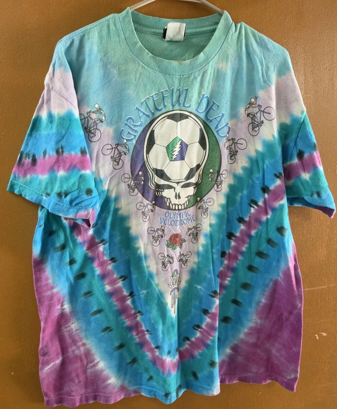 Vintage Grateful Dead Shirt Mens XL MEN Blue 90S Liquid Tie Dye Soccer Tee 1990