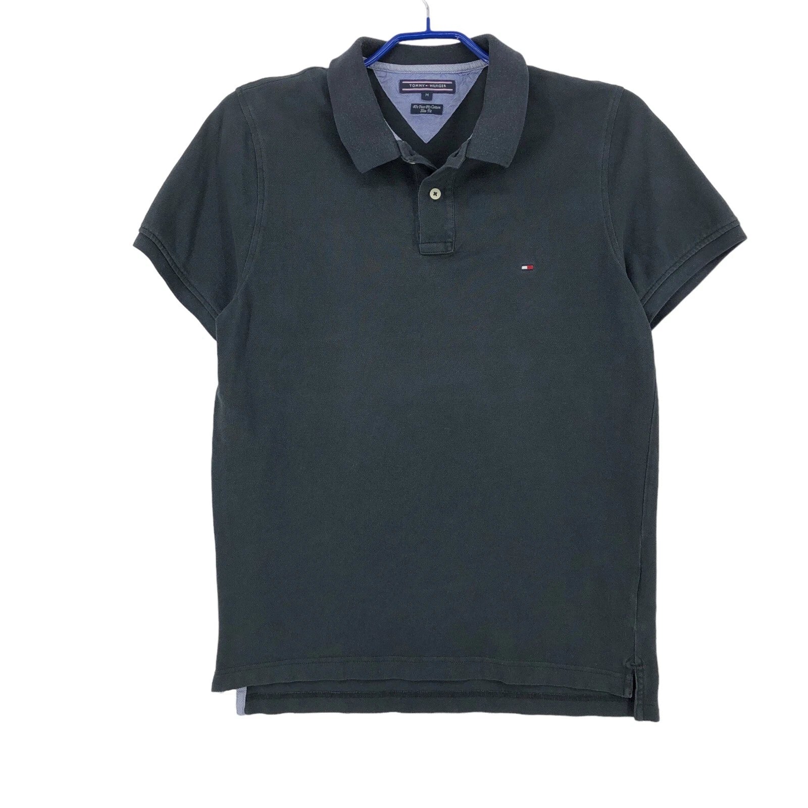 TOMMY HILFIGER Men Slim Fit 40’s Two ply Cotton Polo Neck T-Shirt Size M