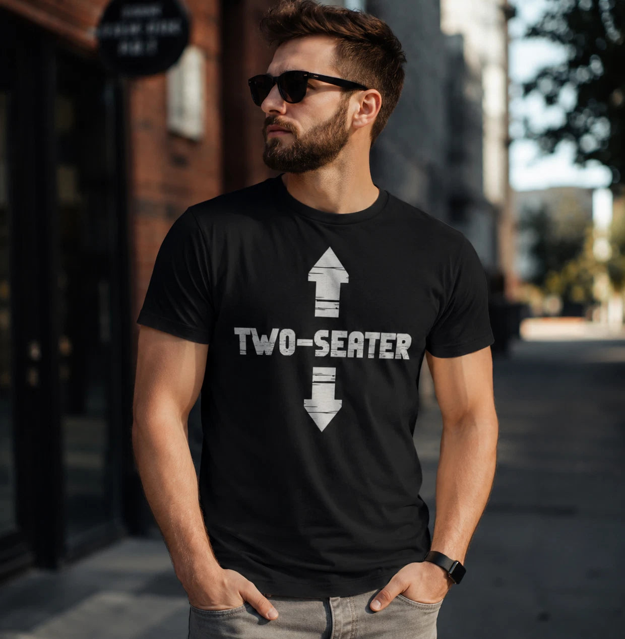 Mens Funny Adult Humor T Shirt Two Seater Black Graphic Novelty Party Tee