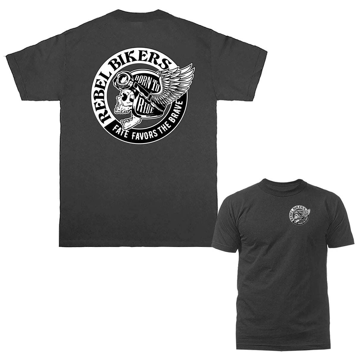 Rebel Bikers Vintage Classic Custom Motorcycle Graphic T-shirt