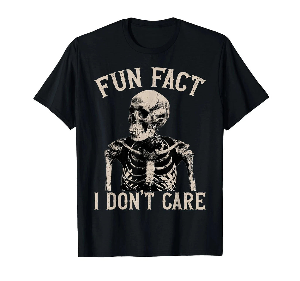 Fun Fact I Don't Care Skull Funny Sarcastic Quote T-Shirt
